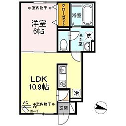 セジュールＫ＆Ｋ 1階1LDKの間取り