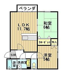 翠コーポ 2LDKの間取図画像