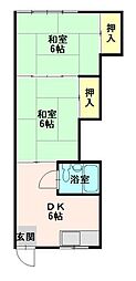 コーポ鎌田 2DKの間取図画像
