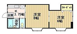 パシフィックSATOU 2Kの間取図画像