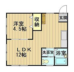 ウッディビリーフ 1LDKの間取図画像