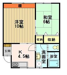 メイプルハイツ55 2Kの間取図画像