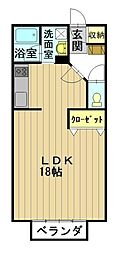 おしゃれハウス3 ワンルームの間取図画像