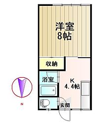 タロウハイツ1 1Kの間取図画像