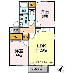 セジュールミック 2LDKの間取図画像