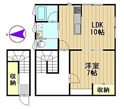 キュービックハウス 1LDKの間取図画像