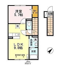 ソレア和徳B 1LDKの間取図画像