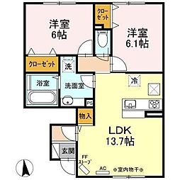 サンプレイス神田A 2LDKの間取図画像