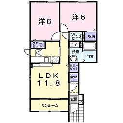 リーオ・アルデーア 2LDKの間取図画像