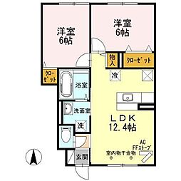 ラフィーネ東城北 2LDKの間取図画像