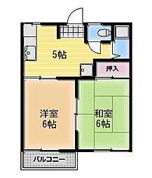 サニーウェル 2DKの間取図画像