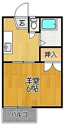 服巻コーポ 1Kの間取図画像