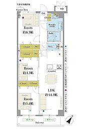 ダイアパレス長津田 3LDKの間取図画像