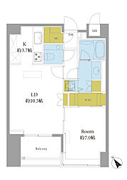 レジデンシア春日安藤坂 1SLDKの間取り
