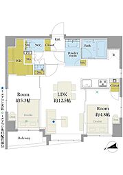 八丁堀アムフラット 2LDKの間取図画像