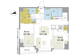 八丁堀アムフラット 2LDKの間取図画像