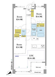 ライオンズ立川錦町レジデンス 3LDKの間取り
