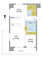 クレア田端プレミアレジデンス 2LDKの間取図画像
