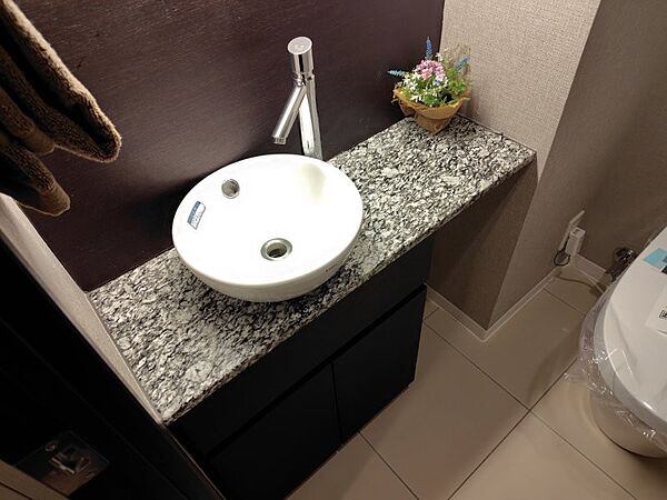 手洗いカウンター付きトイレです。すぐに手が洗えて便利ですね！