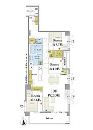 ハウス城北中央公園 3LDKの間取図画像