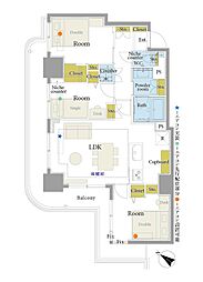 川口パークタワー 3LDKの間取図画像