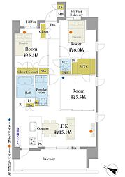 ルネサンス横浜阪東橋医大通り 3LDKの間取図画像
