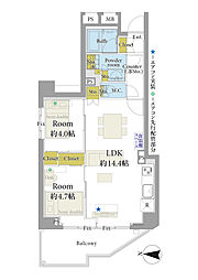 フリーディオ西麻布 2LDKの間取図画像