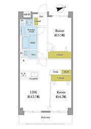ライオンズマンション中野坂上シティ 2LDKの間取図画像