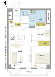 麻布狸穴ナショナルコート 2LDKの間取図画像