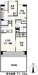 武蔵野富士見ザ・レジデンス 3LDKの間取図画像