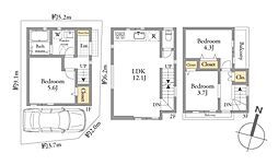 角地の戸建「北大塚Selection」 3LDKの間取り