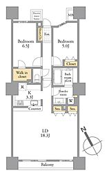 ＴＯＫＹＯシティトリエ 2LDKの間取り