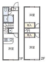 JR東海道・山陽本線 大久保駅 バス7分 岡田郵便局前下車 徒歩4分の賃貸アパート 1階2DKの間取り