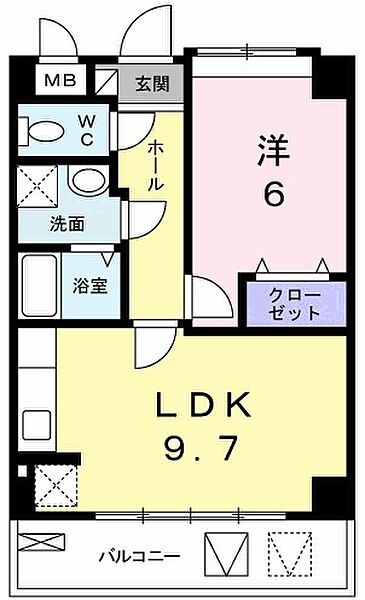 兵庫県明石市魚住町西岡(賃貸マンション1LDK・2階・40.43㎡)の写真 その2