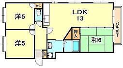 ヴィユー歌敷山 3LDKの間取図画像