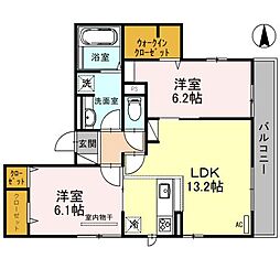 阪急神戸本線 塚口駅 徒歩5分の賃貸アパート 2階2LDKの間取り