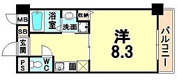 阪急神戸本線 塚口駅 徒歩4分の賃貸マンション 2階1Kの間取り