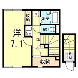 神戸市西神・山手線 上沢駅 徒歩3分の賃貸アパート 2階1Kの間取り