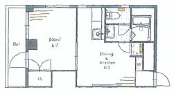 阪神本線 春日野道駅 徒歩3分の賃貸マンション 5階1DKの間取り