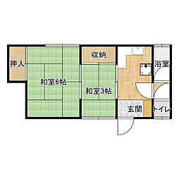 神戸市西神・山手線 新神戸駅 徒歩13分の賃貸アパート 2階2Kの間取り