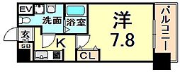 JR東海道・山陽本線 尼崎駅 徒歩1分の賃貸マンション 8階1Kの間取り