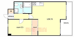 神戸市西神・山手線 新神戸駅 徒歩3分の賃貸マンション 5階1LDKの間取り