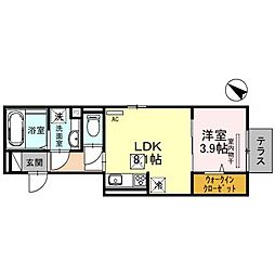 山陽電鉄本線 西代駅 徒歩7分の賃貸アパート 1階1LDKの間取り