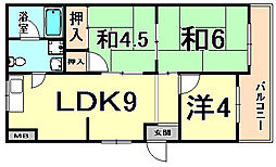 JR東海道・山陽本線 立花駅 徒歩19分の賃貸マンション 3階3LDKの間取り