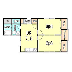 神戸市西神・山手線 湊川公園駅 徒歩4分の賃貸マンション 5階2DKの間取り