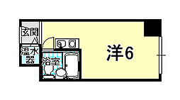 神戸市海岸線 みなと元町駅 徒歩4分の賃貸マンション 6階ワンルームの間取り