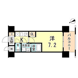 神戸高速東西線 新開地駅 徒歩7分の賃貸マンション 10階1Kの間取り