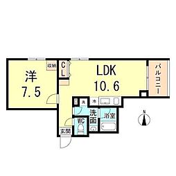 阪急神戸本線 西宮北口駅 徒歩4分の賃貸マンション 3階1LDKの間取り
