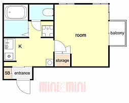 阪急神戸本線 岡本駅 徒歩9分の賃貸マンション 4階1Kの間取り