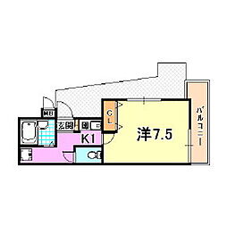 神鉄有馬線 丸山駅 徒歩10分の賃貸アパート 1階1Kの間取り